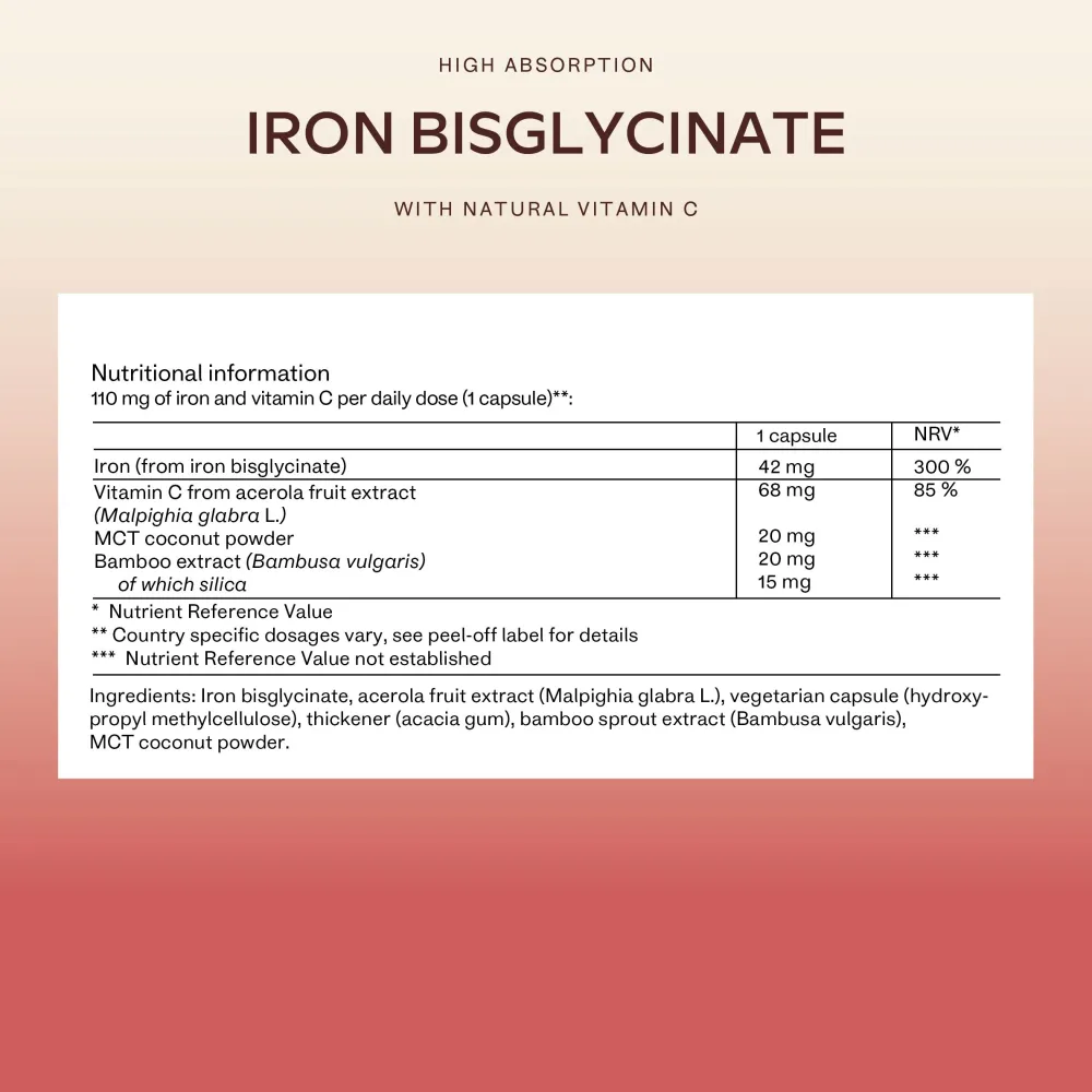 Aavalabs Eisenbisglycinat mit Vitamin C | Hochdosiert für Eisenmangel | 4-Monats-Vorrat> Sale