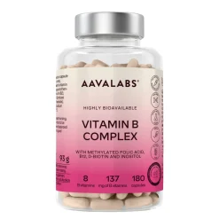 Aavalabs Vitamin B Komplex hochdosiert | Vegan, mit B12, B6, B1, B9 uvm. | 6-Monats-Vorrat| Outlet