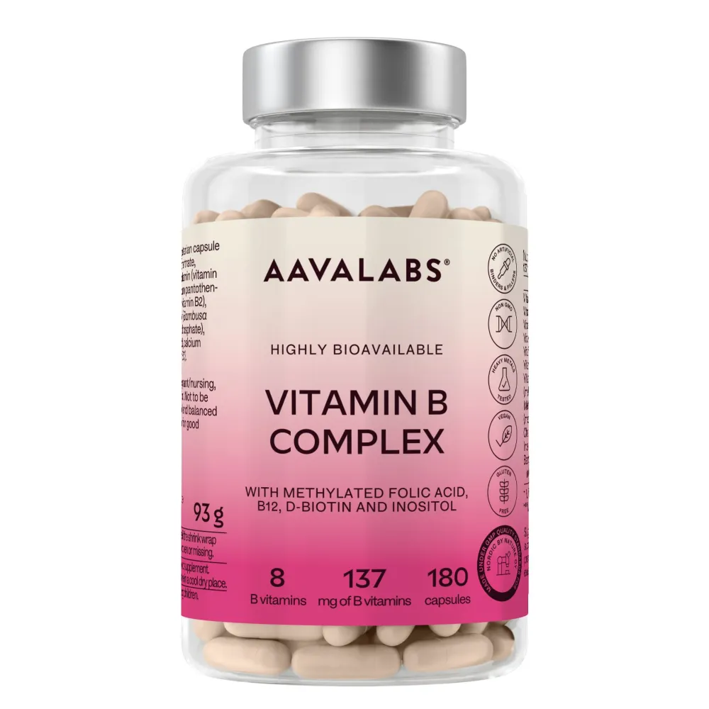 Aavalabs Vitamin B Komplex hochdosiert | Vegan, mit B12, B6, B1, B9 uvm. | 6-Monats-Vorrat| Outlet