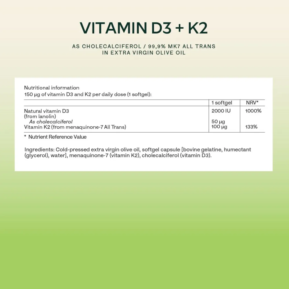 Aavalabs Vitamin D3 K2 2000 IE hochdosiert | Hochdosiert mit Olivenöl | 6-Monats-Vorrat>