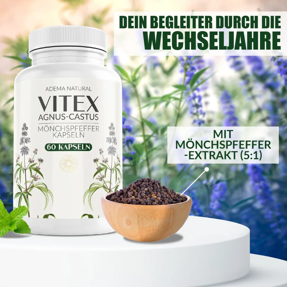 Adema Natural® Mönchspfeffer Kapseln für Frauen | weibliche Balance & Sinnlichkeit| Discount