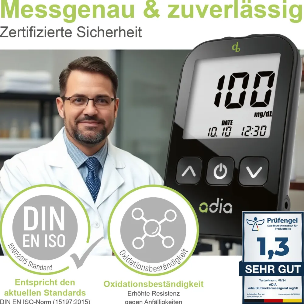adia Blutzuckermessgeräte-Set (mg/dl) + 60 Teststreifen|diabetikerbedarf Clearance