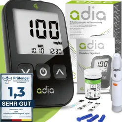 adia Blutzuckermessgerät (mg/dl) + 10 Teststreifen>diabetikerbedarf Clearance