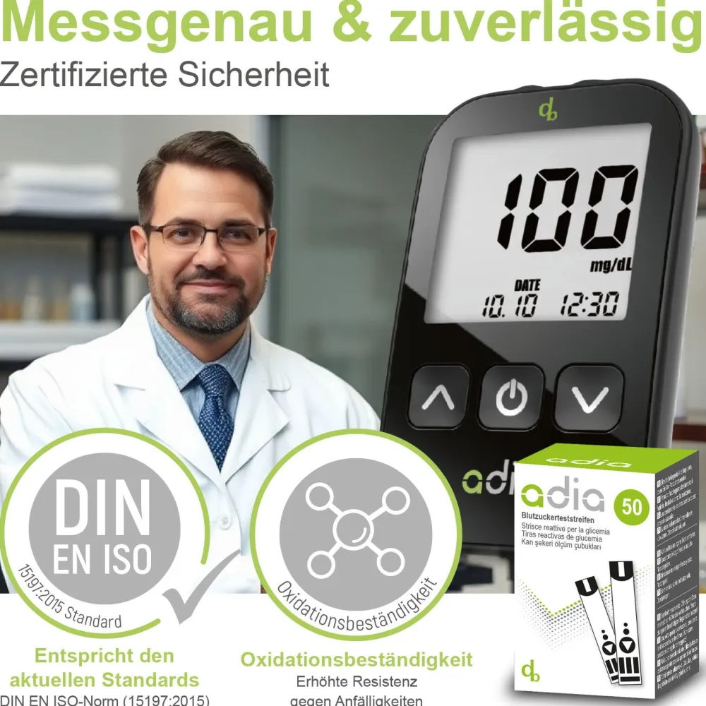 adia Blutzuckerteststreifen, 100 Stück|diabetikerbedarf Hot