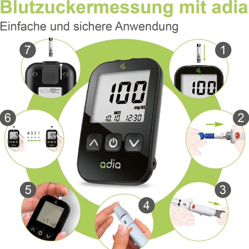 adia Blutzuckerteststreifen, 100 Stück|diabetikerbedarf Hot