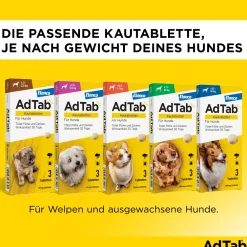 AdTab Kautabletten für Hunde über 2,5 bis 5,5 kg gegen Zecken und Flöhe, schnelle Abtötung von Parasiten für die Dauer von einem Monat><noscript><img width=