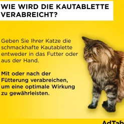 AdTab Kautabletten für Katzen über 2 bis 8 kg gegen Zecken und Flöhe, schnelle Abtötung von Parasiten für die Dauer von einem Monat><noscript><img width=