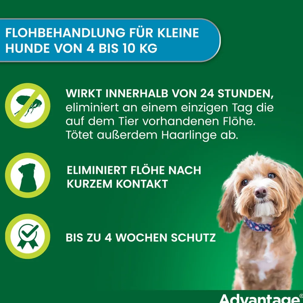 Spot-On 100 gegen Flöhe für große Hunde von 4 bis 10 kg Körpergewicht>Advantage Clearance