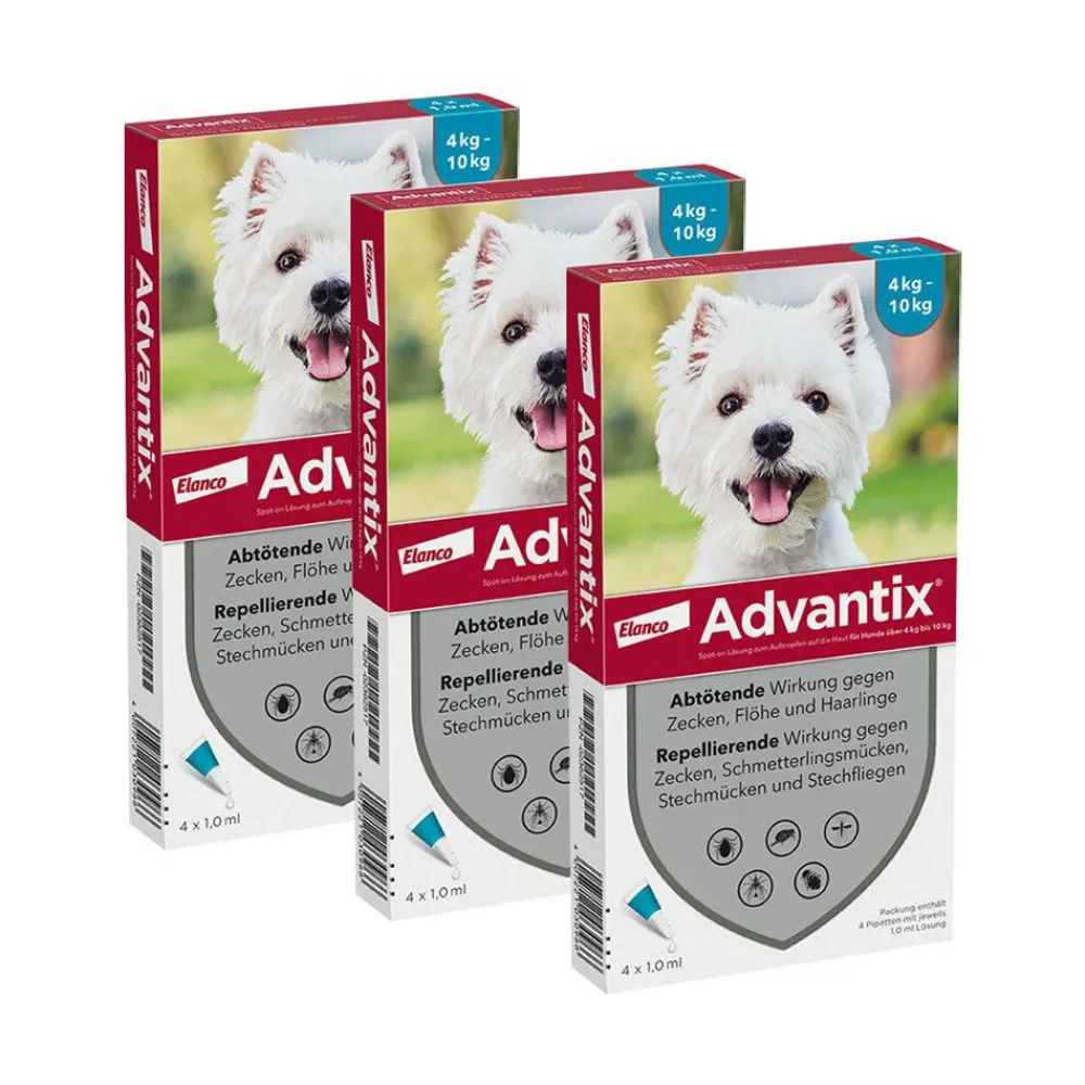 Advantix Spot-On 100 für kleine Hunde von 4 bis 10 kg Körpergewicht gegen Zecken, Flöhe und fliegende Insekten, bis zu 4 Wochen Wirksamkeit> Clearance