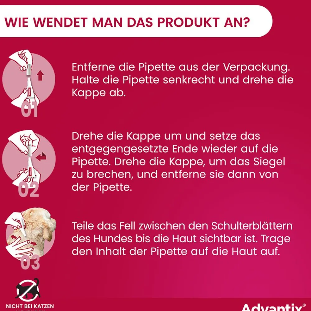 Advantix Spot-On 250 für mittelgroße Hunde von 10 bis 25 kg Körpergewicht gegen Zecken, Flöhe und fliegende Insekten, bis zu 4 Wochen Wirksamkeit| Online