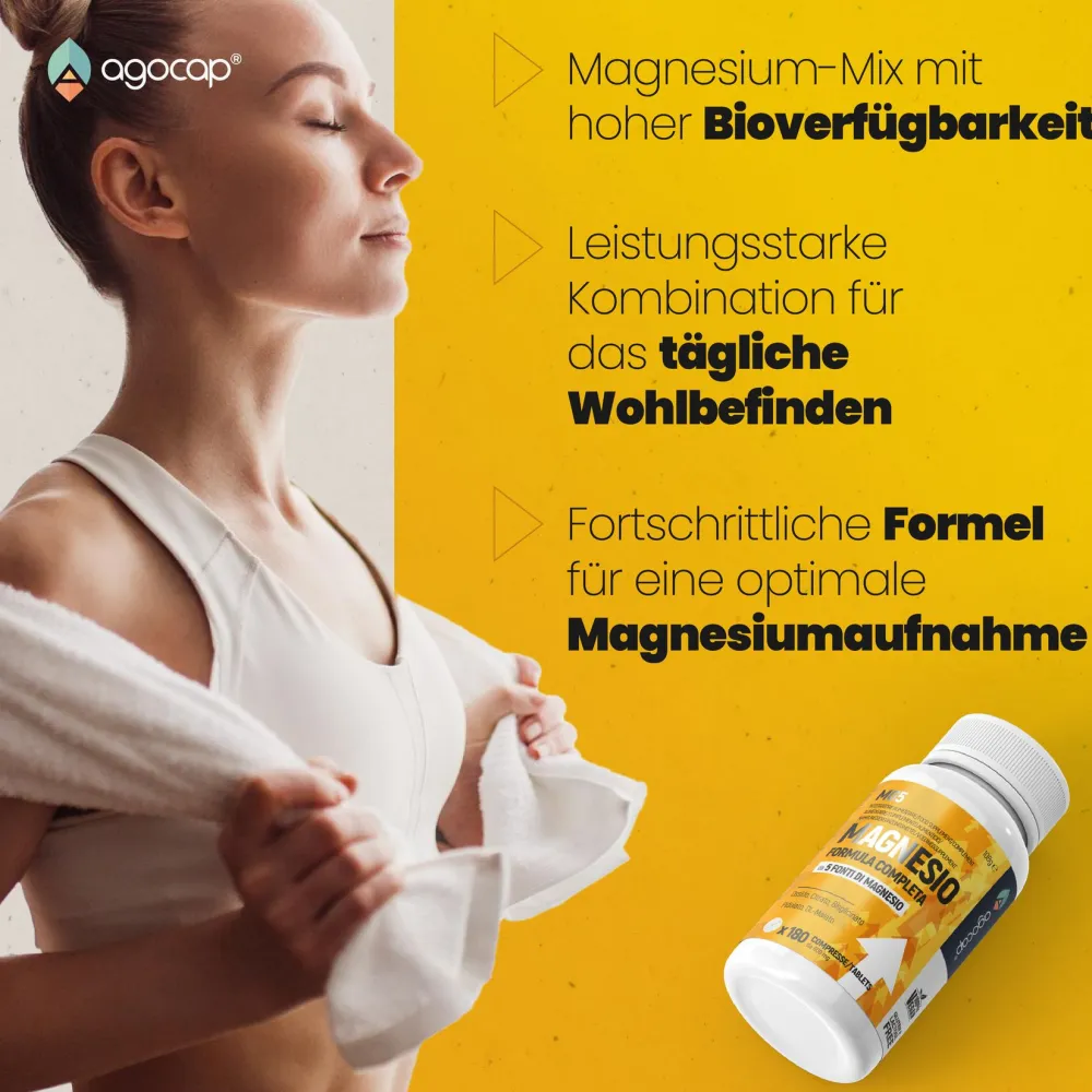 Agocap – Magnesium Komplex aus 5 Quellen – für Muskeln, Energie & Nerven – Nahrungsergänzungsmittel> Hot