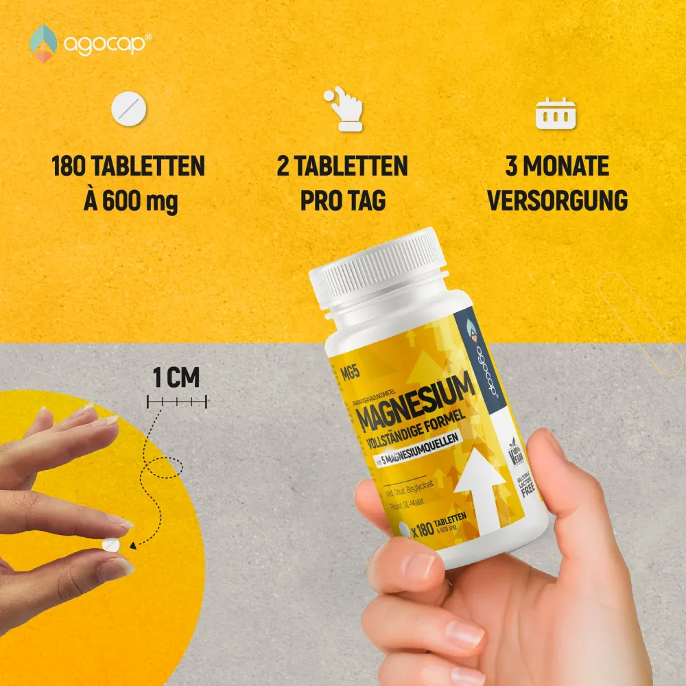 Agocap – Magnesium Komplex aus 5 Quellen – für Muskeln, Energie & Nerven – Nahrungsergänzungsmittel> Hot