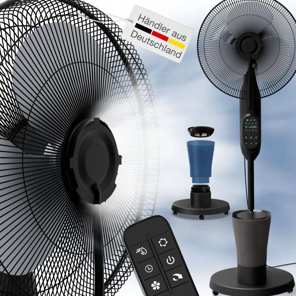 aktimeo Standventilator mit Luftbefeuchtung, Timer, Wassertank, Nebelfunktion| New