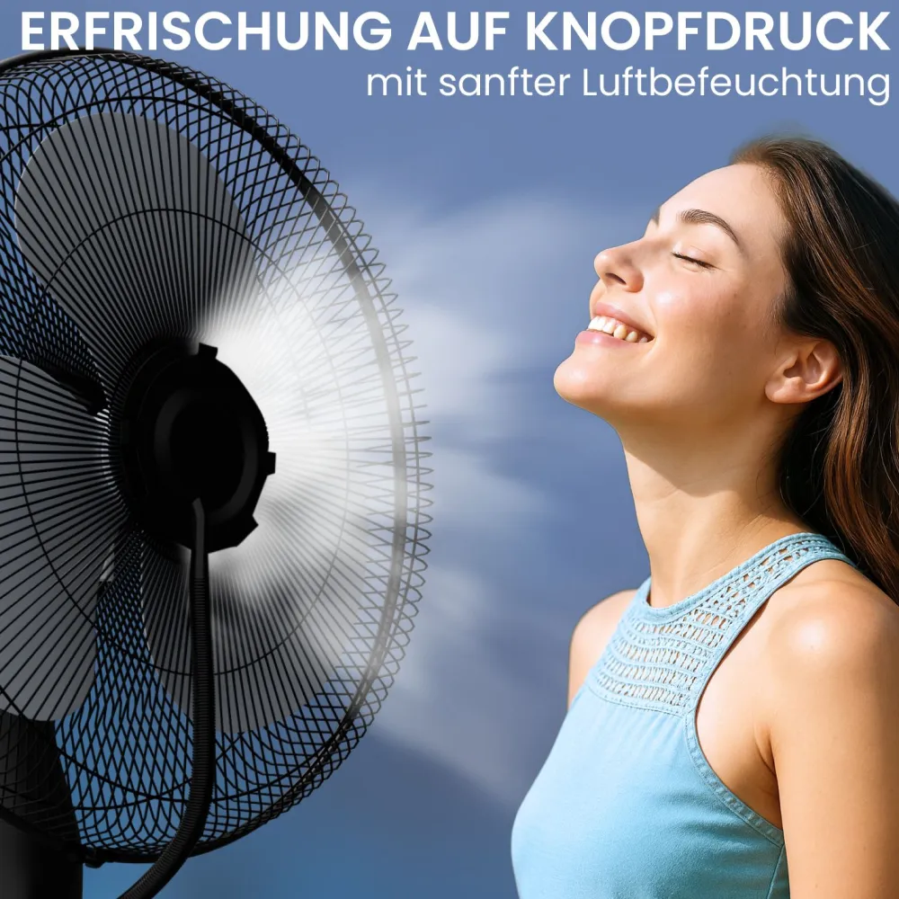 aktimeo Standventilator mit Luftbefeuchtung, Timer, Wassertank, Nebelfunktion| New