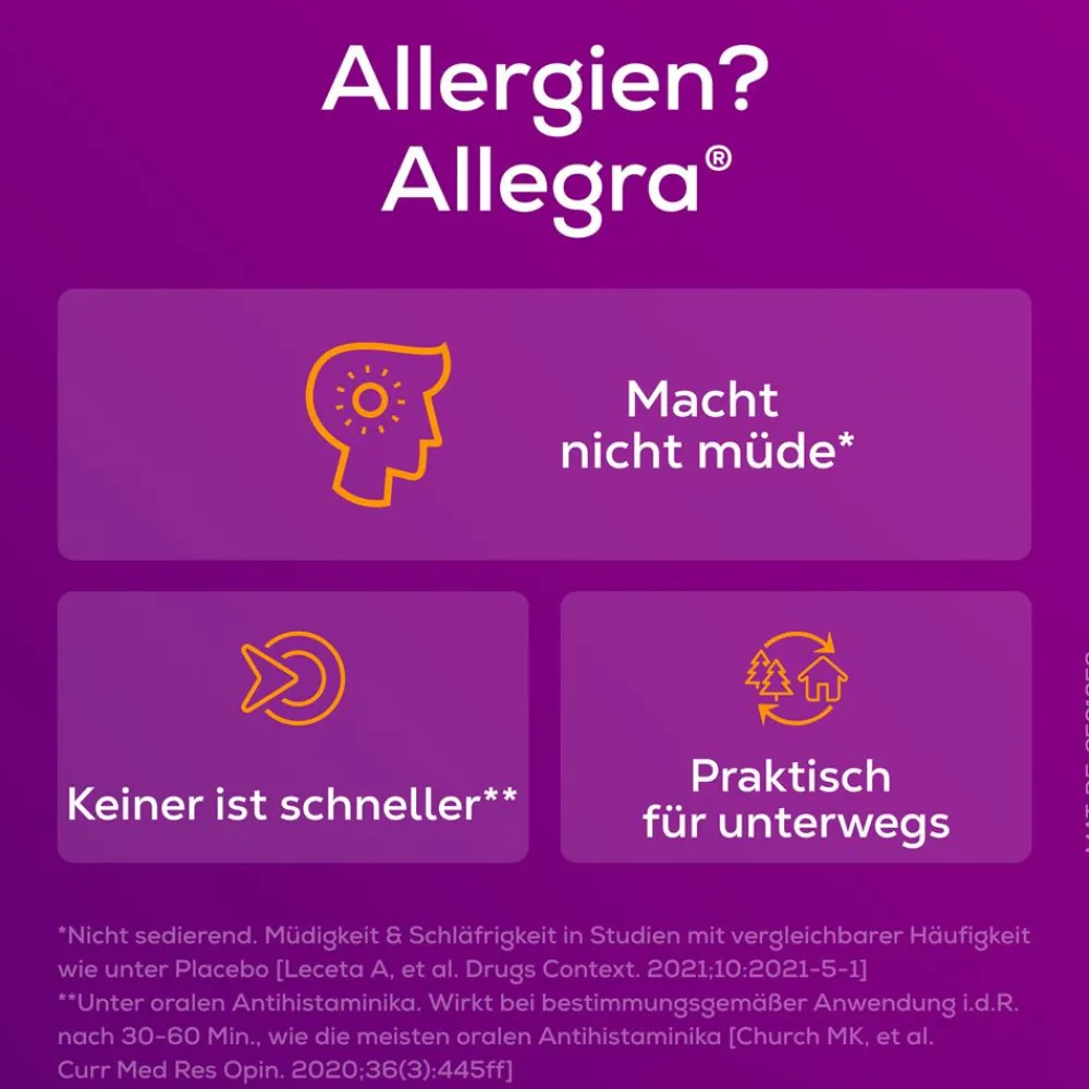 Schmelztabletten bei Heuschnupfen und ganzjährigen Allergien | Praktisch für unterwegs | Schmelzen auf der Zunge - Jetzt 10% mit dem Code nattermann10 sparen*>Allegra