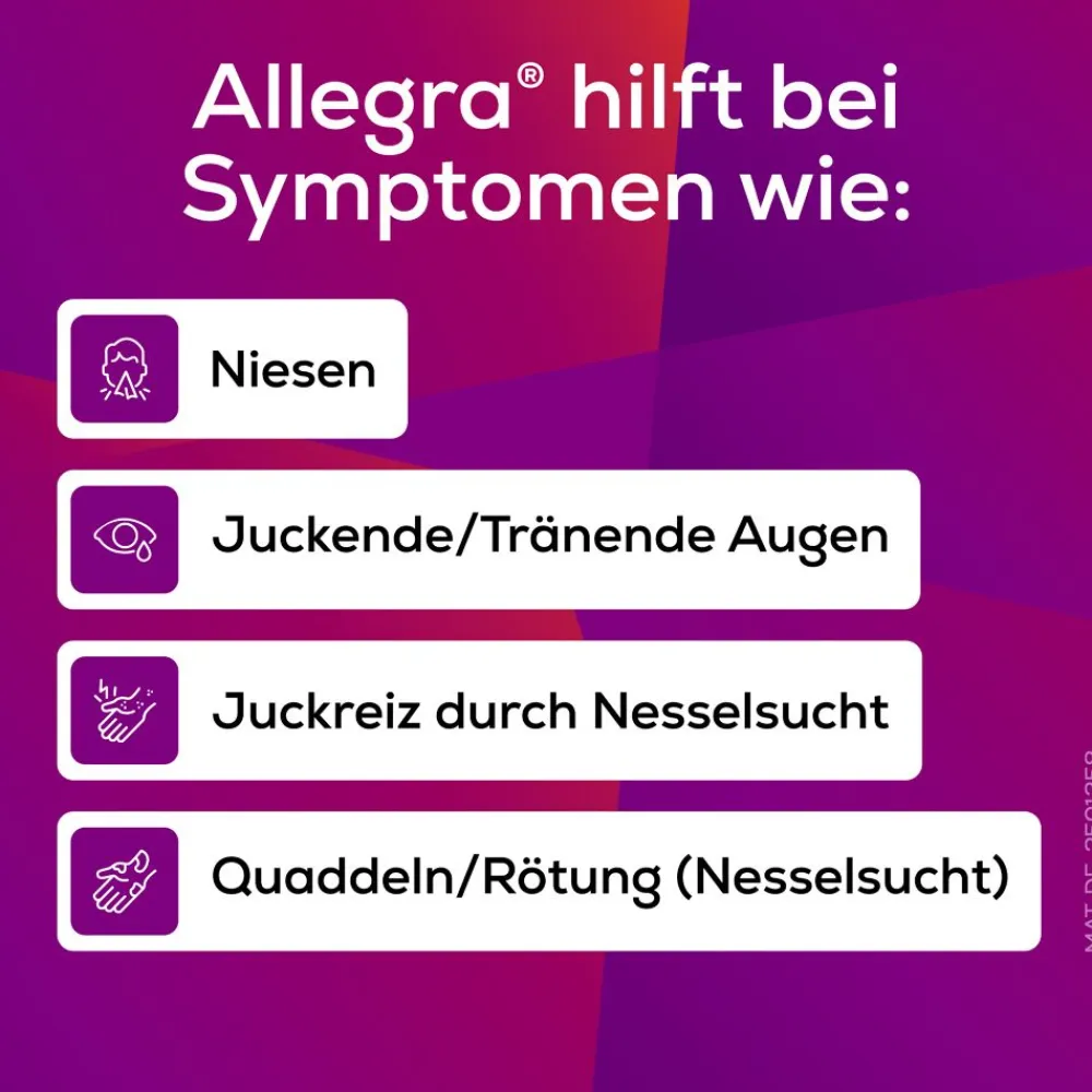 Schmelztabletten bei Heuschnupfen und ganzjährigen Allergien | Praktisch für unterwegs | Schmelzen auf der Zunge - Jetzt 10% mit dem Code nattermann10 sparen*>Allegra