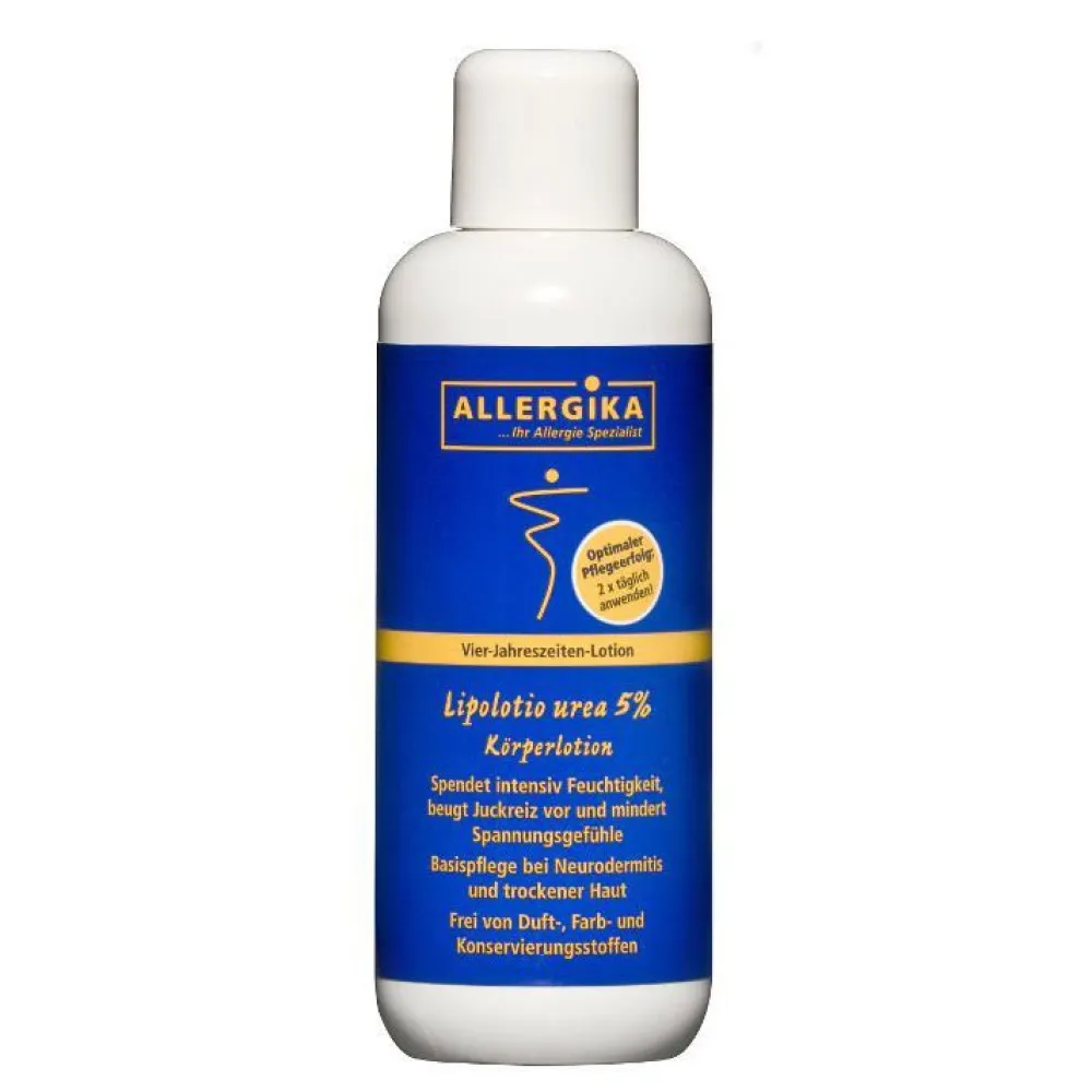 ® Lipolotio Urea 5% - Dermatologische Urea-Körperlotion - feuchtigkeitsspendend, reichhaltig, geruchsneutral. Für trockene, raue Haut, ideal auch bei Diabetes. Stärkt die Hautbarriere.|Allergika Discount