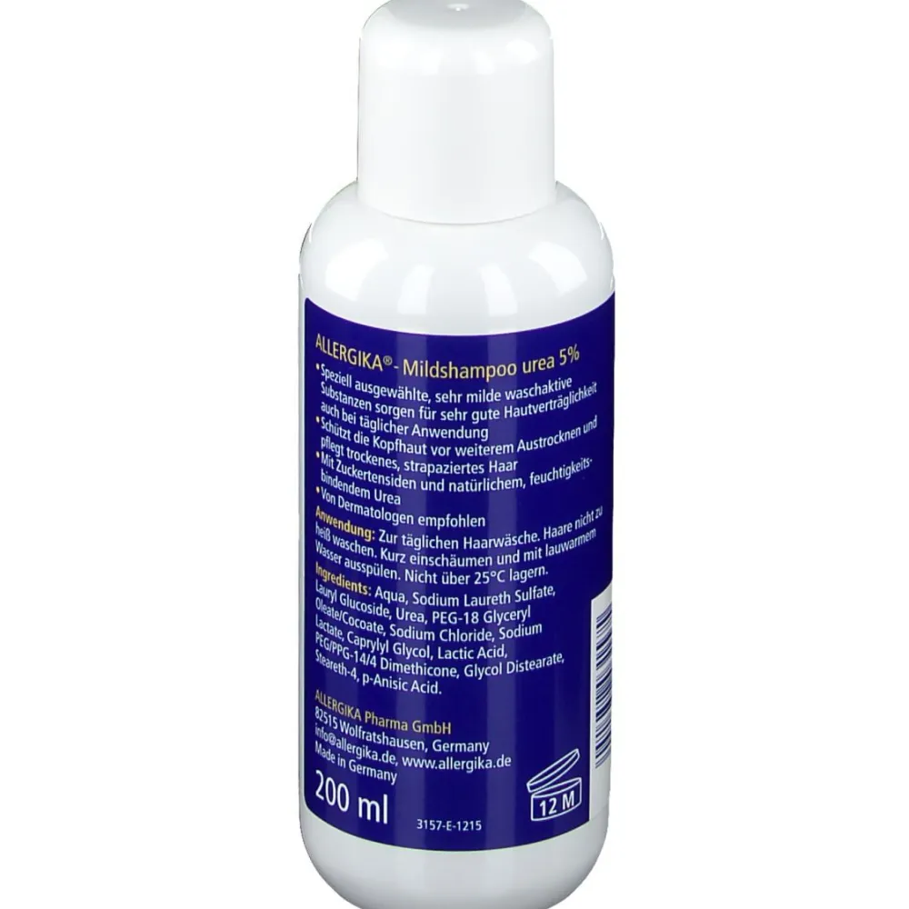 ® Mildshampoo Urea 5% - Kopfhautschonendes, schuppenlösendes Shampoo bei trockener, juckender Kopfhaut|Allergika Clearance