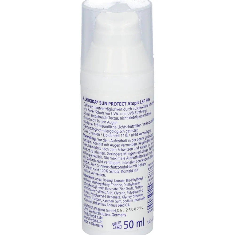 ALLERGIKA® SUN PROTECT Atopic SPF 50+ - Sehr hoher Sonnenschutz bei irritierter, atopischer Haut, Neurodermitis> Sale