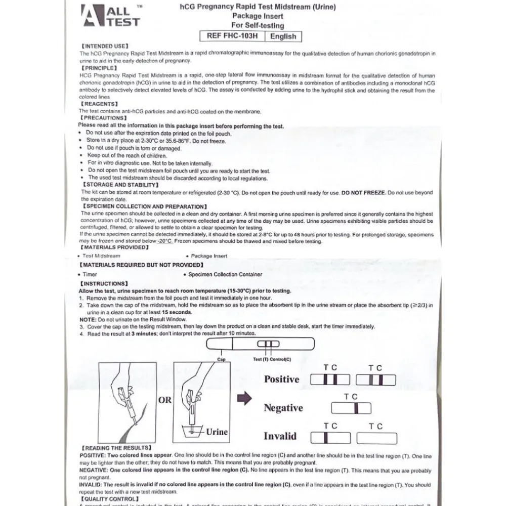 Alltest Schwangerschaftsschnelltest hCG (Urin)> Clearance