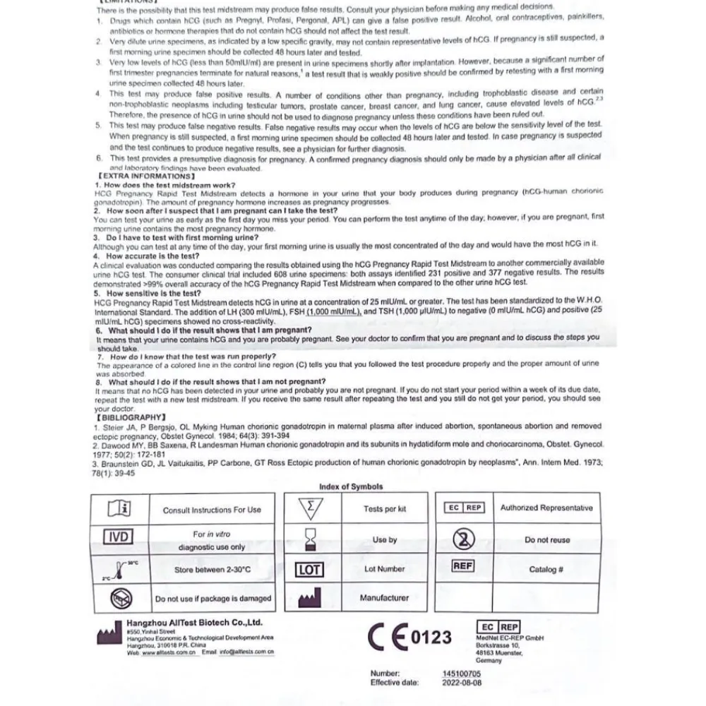 Alltest Schwangerschaftsschnelltest hCG (Urin)> Clearance