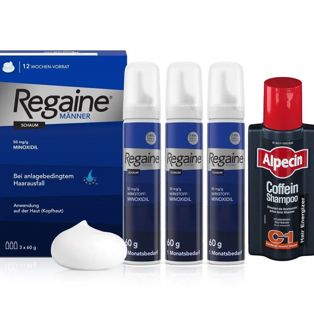 Alpecin Coffein-Shampoo C1 + Regaine Männer Schaum mit Minoxidil bei erblich bedingtem Haarausfall> Clearance