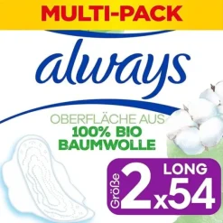 Ultra Binden Damen Gr. 2, Long, 54 Damenbinden mit Flügeln (3 x 18 Stück), Monatspaket, Org>always New