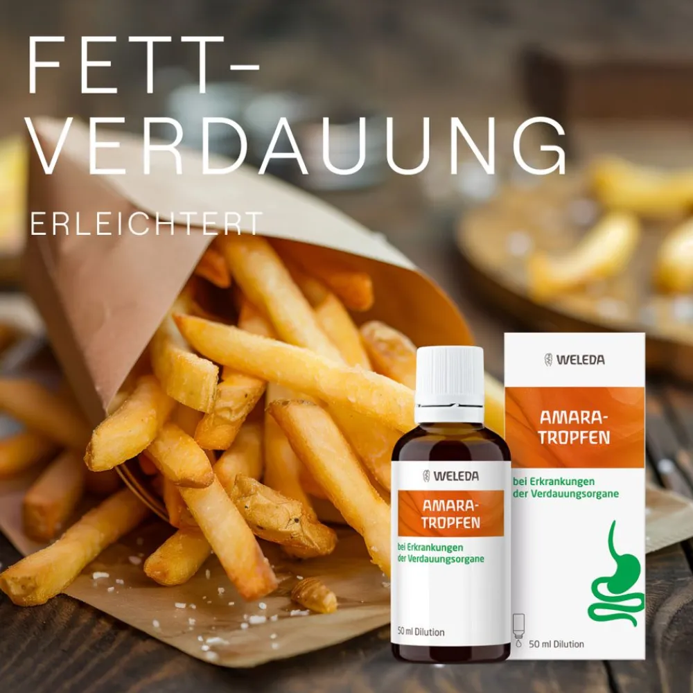 Amara-Tropfen bei Verdauungsstörungen, z.B. Sodbrennen, Übelkeit, Blähungen – mit Bitterstoffen|WELEDA Discount