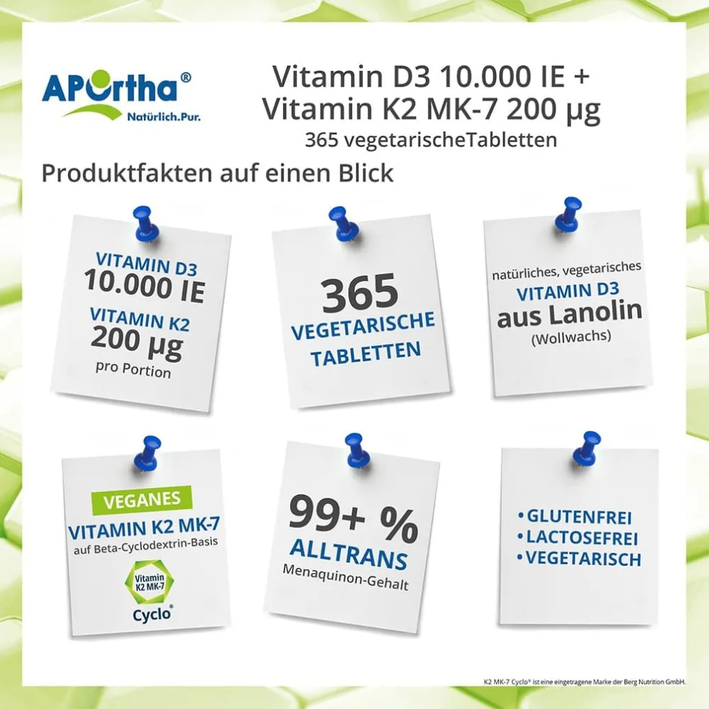 ® Vitamin D3 10.000 IE + Natto Vitamin K2 MK-7 Cyclo® Tabletten - 200 µg>Aportha Sale