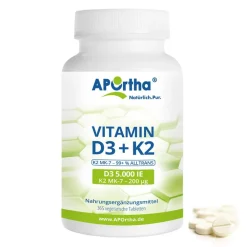 ® Vitamin D3 5.000 IE + Natto Vitamin K2 MK-7 Cyclo® 200 µg Tabletten|Aportha New