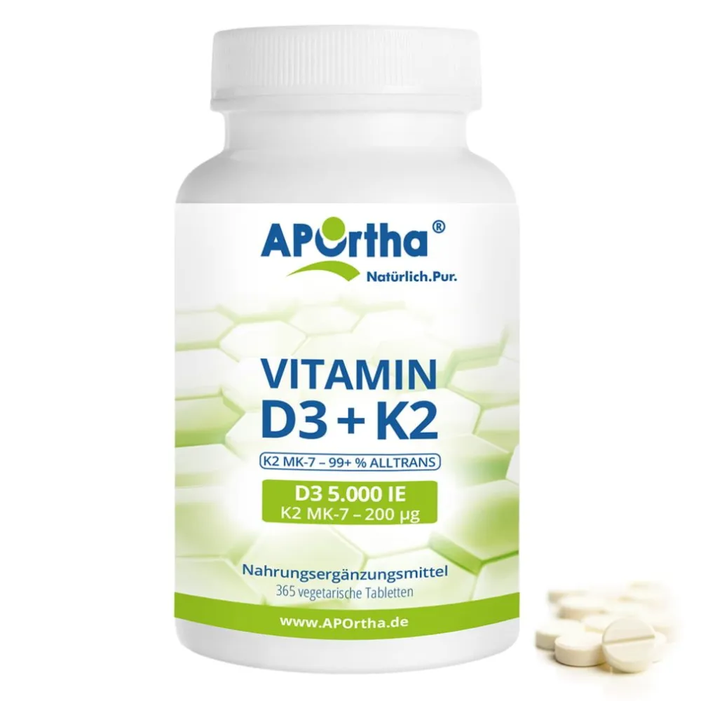 ® Vitamin D3 5.000 IE + Natto Vitamin K2 MK-7 Cyclo® 200 µg Tabletten|Aportha New