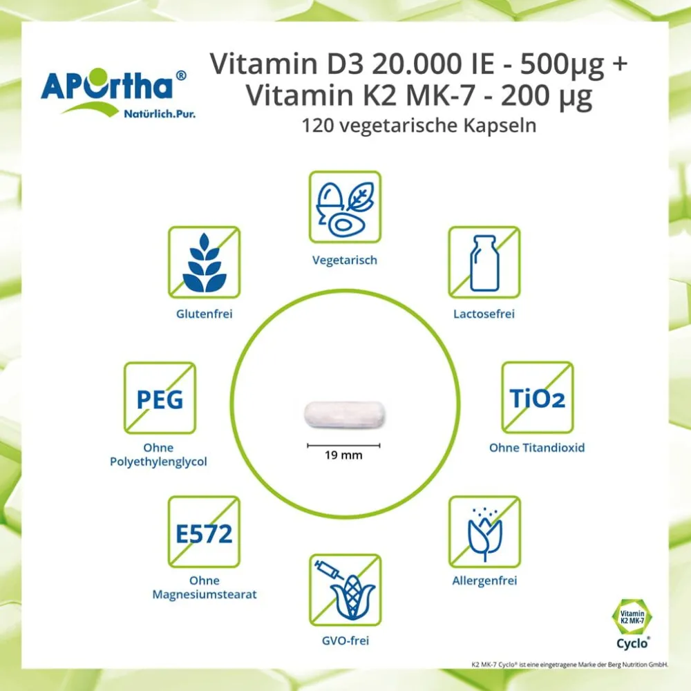 ® Vitamin D3 20.000 IE + Vitamin K2 MK-7 Cyclo® 200 µg>Aportha Hot