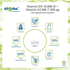 ® Vitamin D3 10.000 IE + Vitamin K2 MK-7 Cyclo® 200 µg - Kapseln|Aportha New