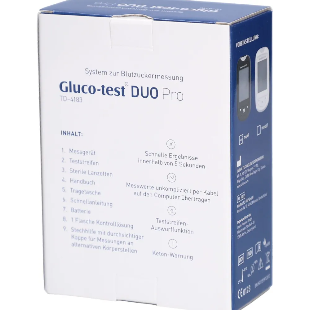 Aristo Gluco-test® DUO Pro TD-4183 System zur Blutzuckermessung (mg/dL)> Best