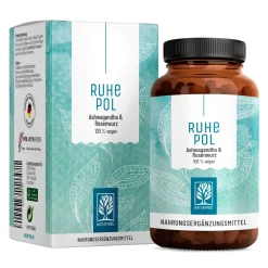 Ashwagandha Komplex 120 vegane Kapseln hochdosiert Rosenwurz Extrakt Ruhepol ®|NATURTREU Outlet