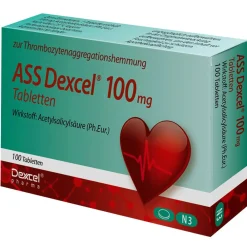 ASS Dexcel® 100 mg, zur Vorbeugung von Herzinfarkt und Schlaganfall bei vorbelasteten Patienten| Outlet