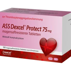 ASS Dexcel® Protect 100 mg, zur Vorbeugung von Herzinfarkt und Schlaganfall bei vorbelasteten Patienten>ASS 100 Online