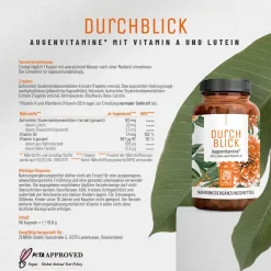 Augenvitamine Lutein Vitamin A Zeaxanthin Komplex 90 vegane Kapseln Durchblick ®><noscript><img width=