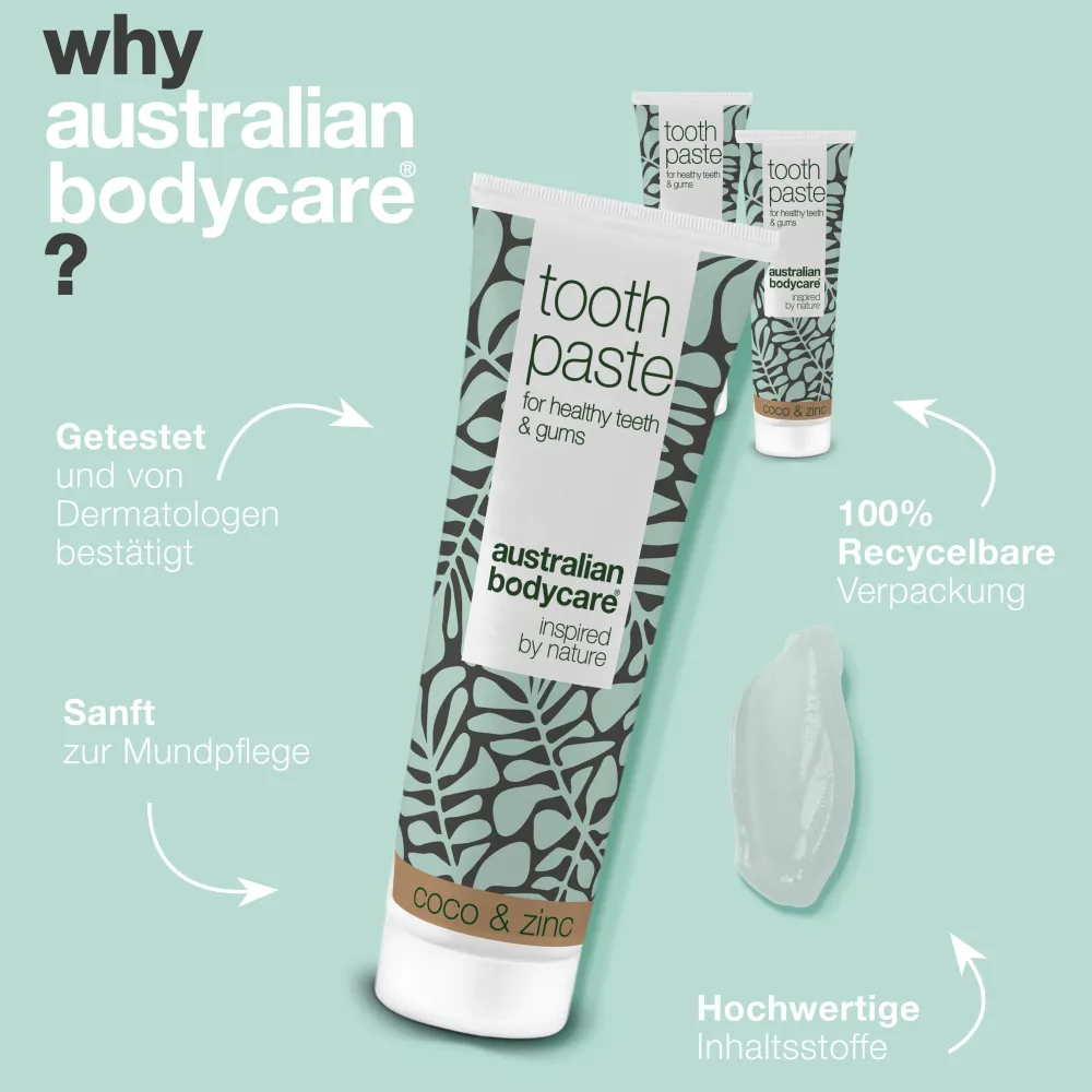 Zahnpasta mit Teebaumöl, Kokosnuss & Zink>Australian Bodycare