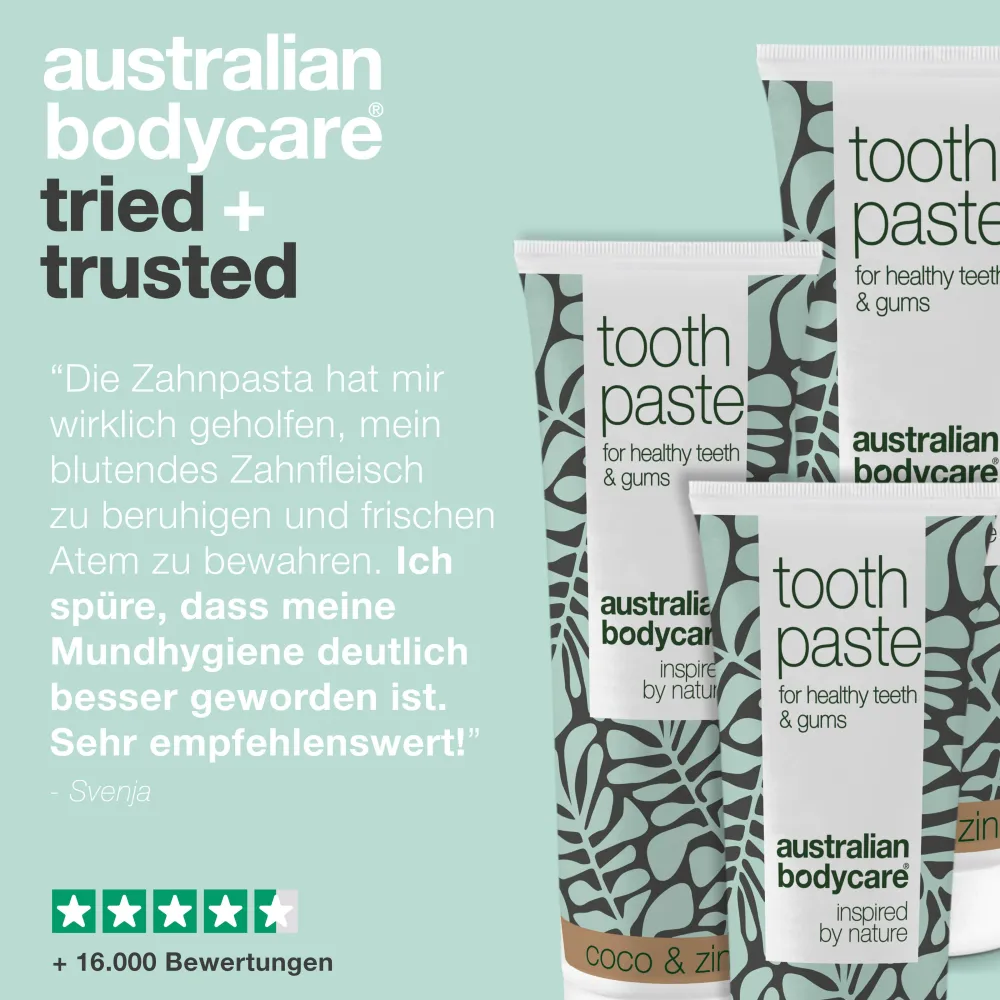 Zahnpasta mit Teebaumöl, Kokosnuss & Zink>Australian Bodycare