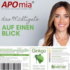 avenar pharma® Ginkgo biloba Kapseln 420mg | Blattpulver als Extrakt | Fokus Konzentration SEHR GUT| Sale