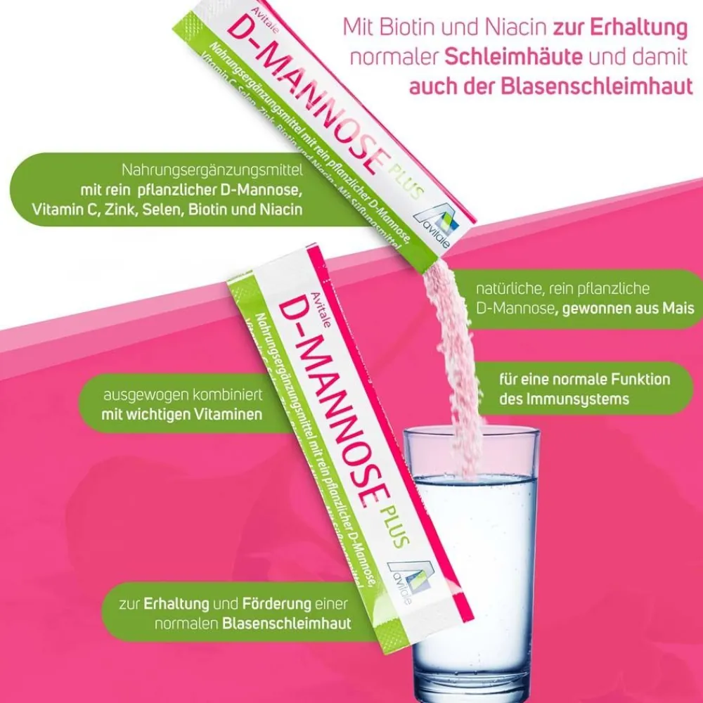 D-Mannose Plus 2000 mg Stick+Niacin zur Erhaltung normaler Schleimhäute|Avitale Sale