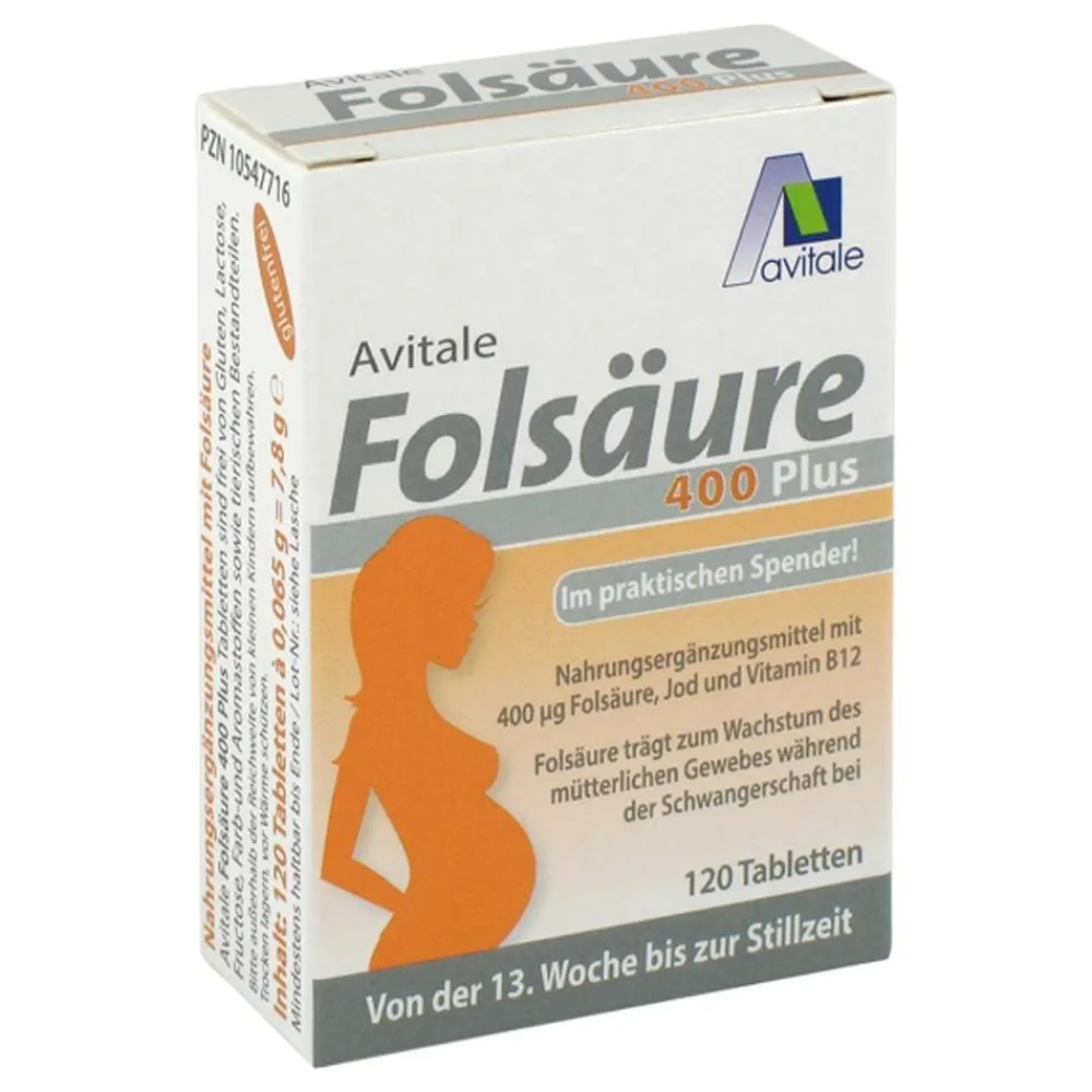 Folsäure 400 Plus Jod+Vitamin B12 ab 13. SSW bis zum Ende der Stillzeit>Avitale Best