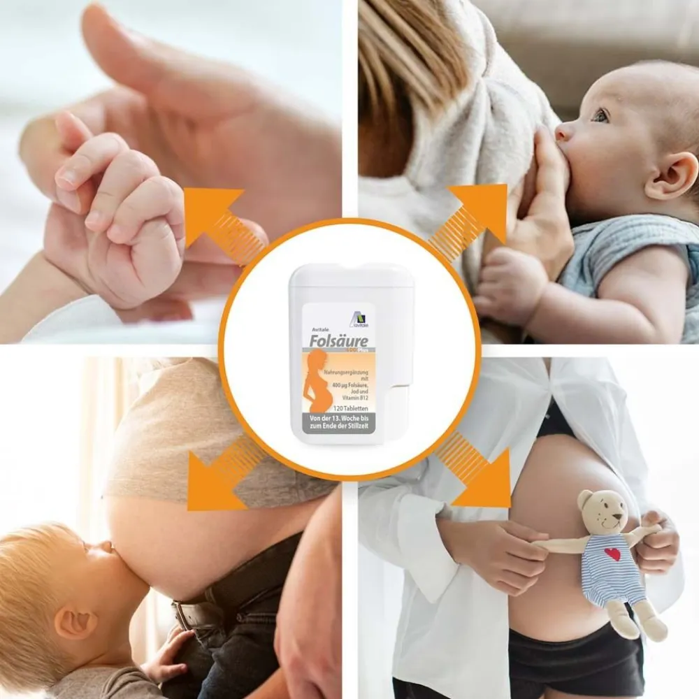 Folsäure 400 Plus Jod+Vitamin B12 ab 13. SSW bis zum Ende der Stillzeit>Avitale Best