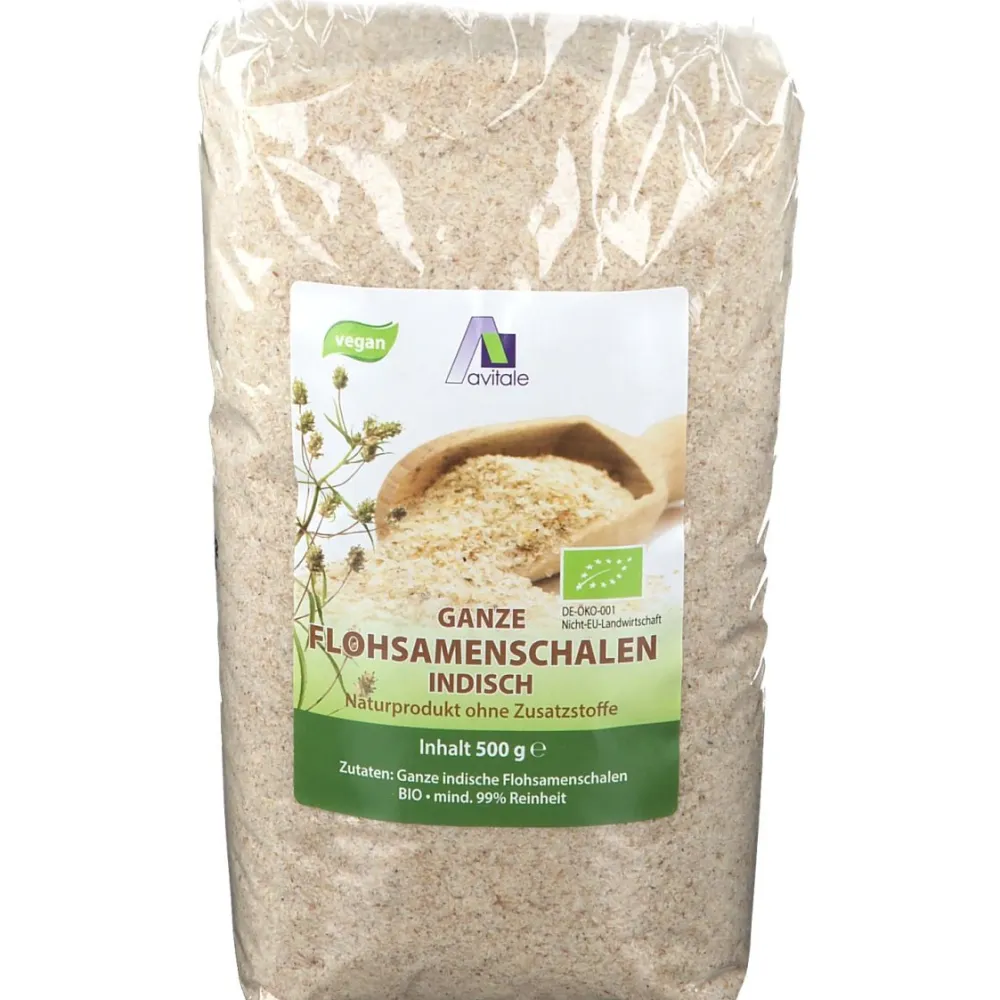 Ganze Flohsamenschalen aus Indien-99% Rein, Bio-Qualität ohne Zusätze>Avitale Hot