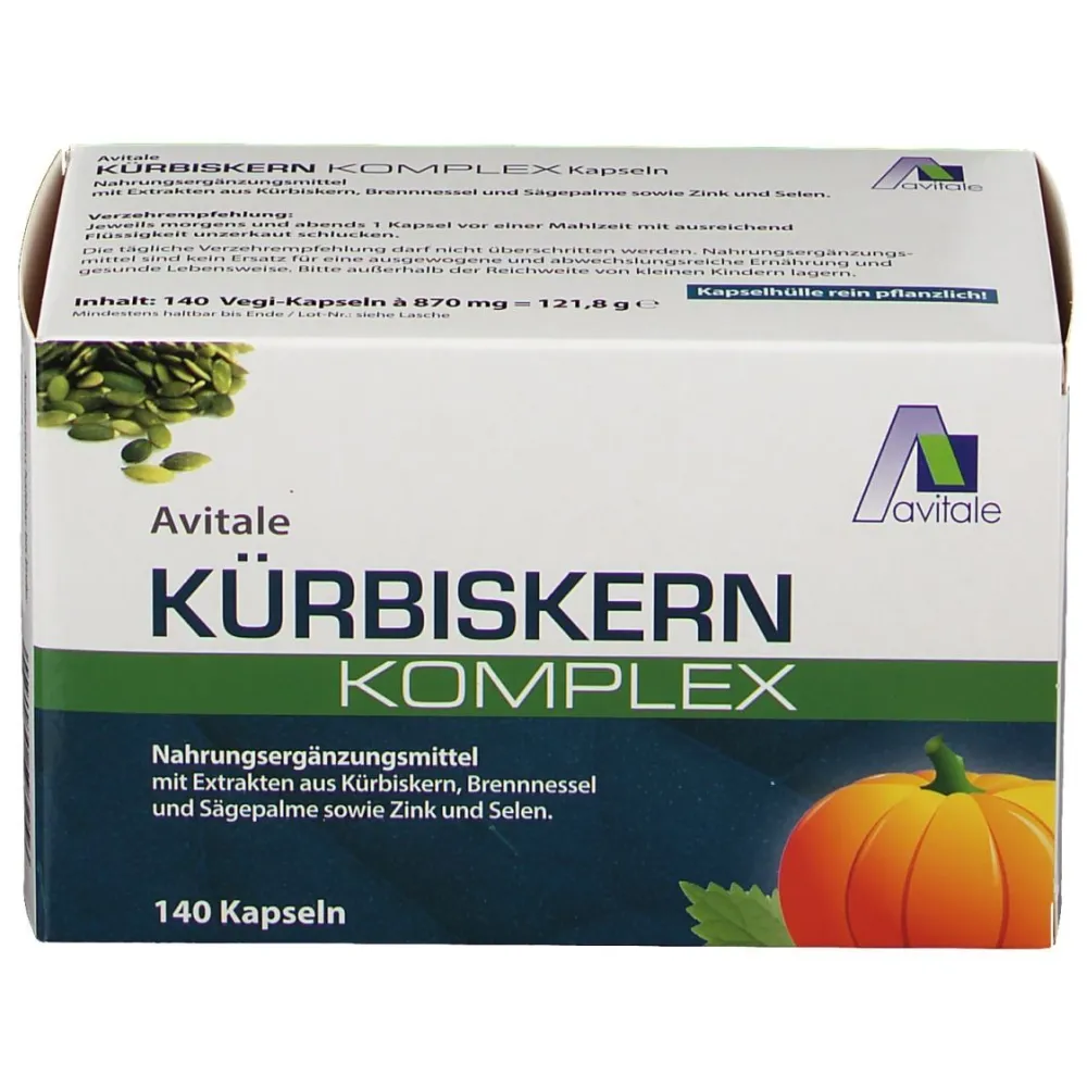Kürbiskern-Komplex-Kapseln mit Brennnessel und Sägepalme, Zink+Selen>Avitale Outlet