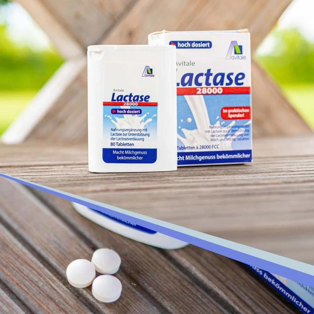 Lactase 28.000 FCC-Tabletten im Spender macht Milchprodukte bekömmlicher|Avitale Discount