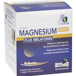 Magnesium Night plus Melatonin (1mg) Direktsticks mit Cassisgeschmack><noscript><img width=