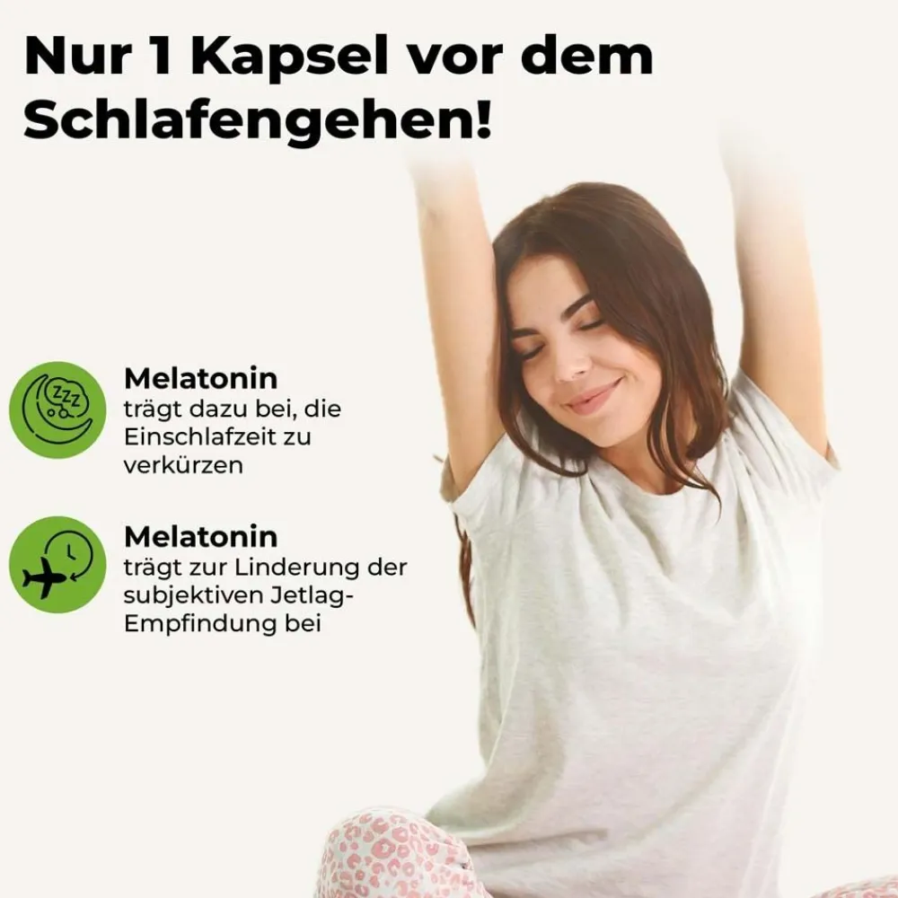 Melatonin 1 mg plus Passionsblume und Baldrian Einschlaf-Kapseln>Avitale Hot