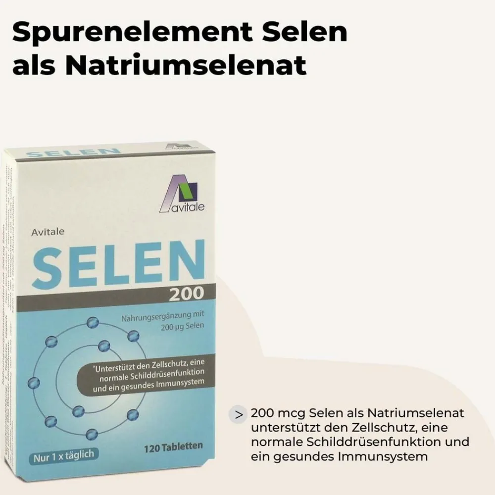 Selen 200 µg - Unterstützung für Zellschutz, Schilddrüse & Immunsystem|Avitale Hot